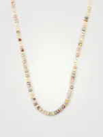 Opal Beaded Necklace With 14K Gold Evil Eye Rondelle