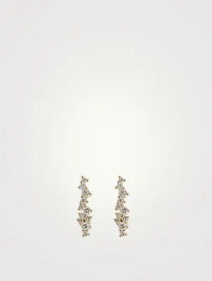 14K Gold Cocktail Bar Stud Earrings With Diamonds