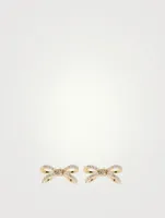 14K Gold Bow Stud Earrings With Diamonds