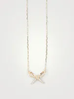 14K Gold Bow Pendant Chain Necklace With Diamonds