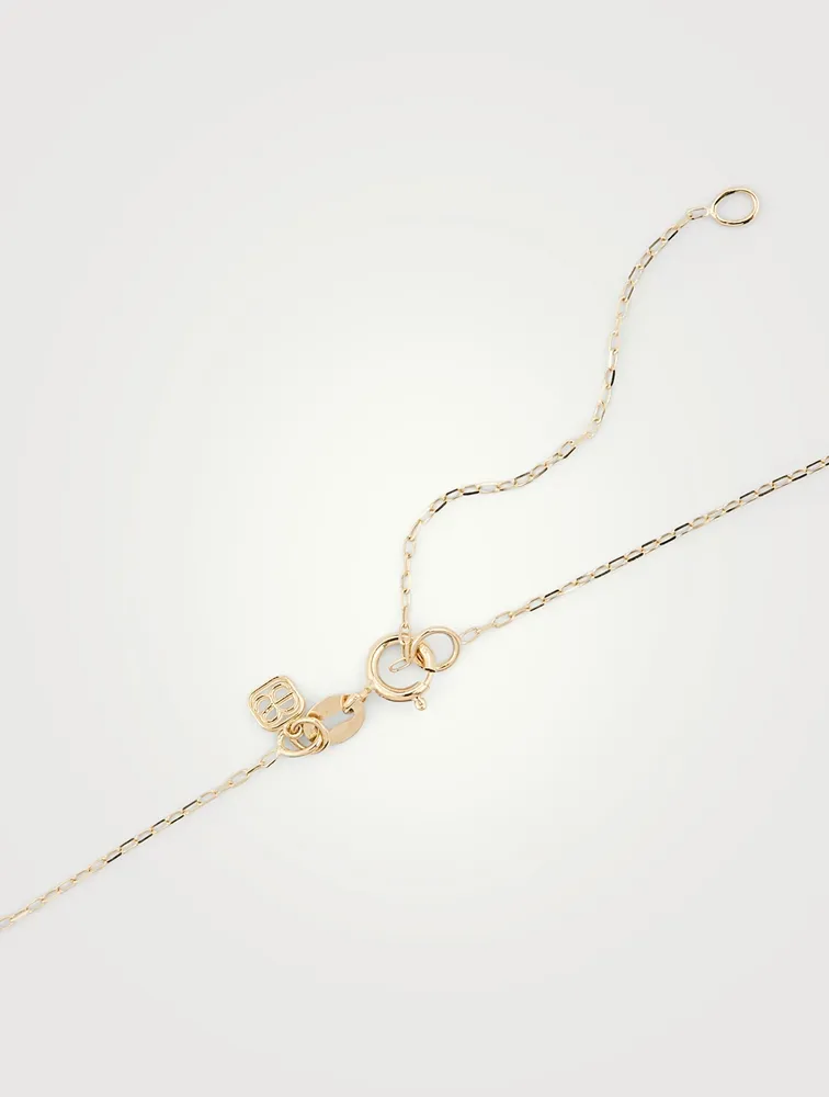 14K Gold Bow Pendant Chain Necklace With Diamonds