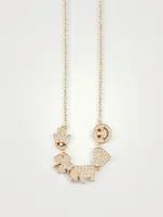 Small 14K Gold Icon Chain Necklace With Diamond Charms
