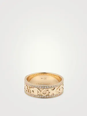 14K Gold Icon Ring With Diamonds