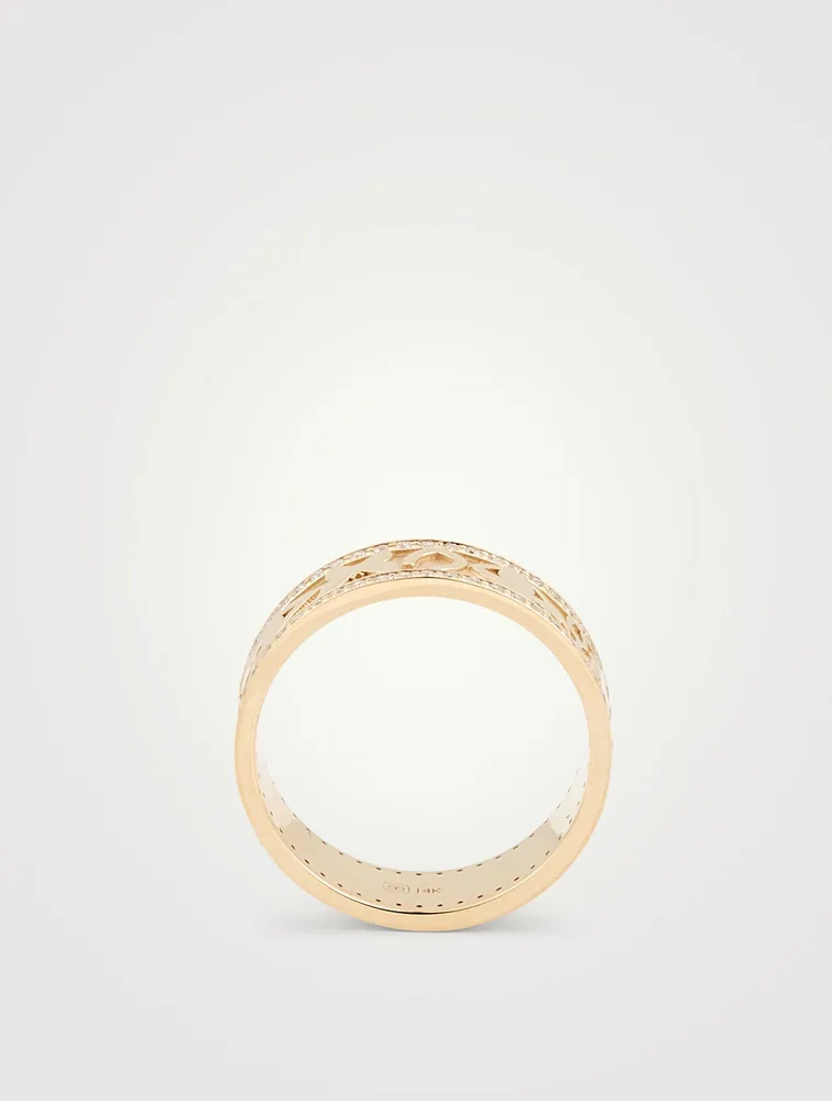 14K Gold Icon Ring With Diamonds