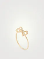 14K Gold Bow Ring With Diamonds