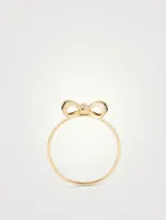 14K Gold Bow Ring With Diamonds