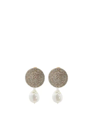 Crystal Disc Earrings With Pearls