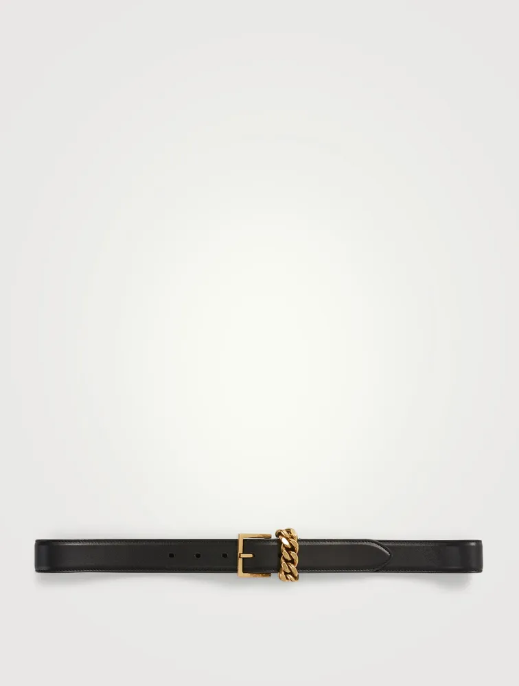 Leather Belt With Chain Loop