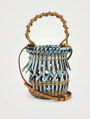 Small Fringes Leather Bucket Bag