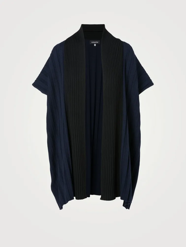 Wool Sleeveless Knit Top With Shawl Collar