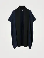 Wool Sleeveless Knit Top With Shawl Collar