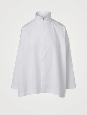 Cotton Shirt With Double Stand Collar