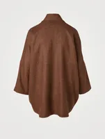 Alpaca Wool And Linen Jacket With Mandarin Collar