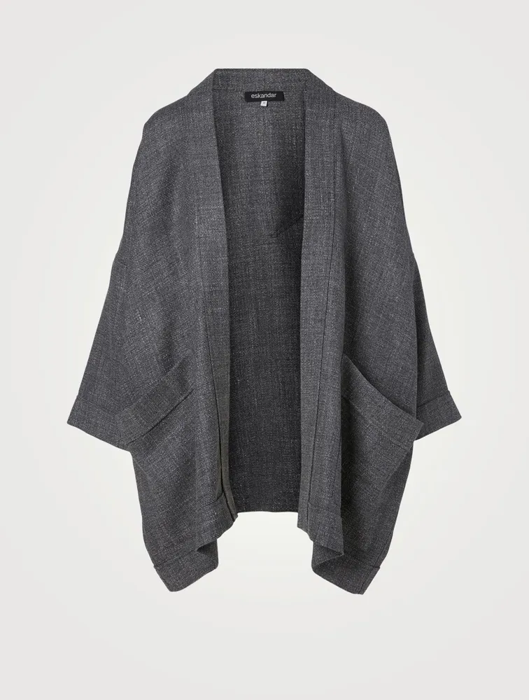 Alpaca Wool And Linen Open Jacket