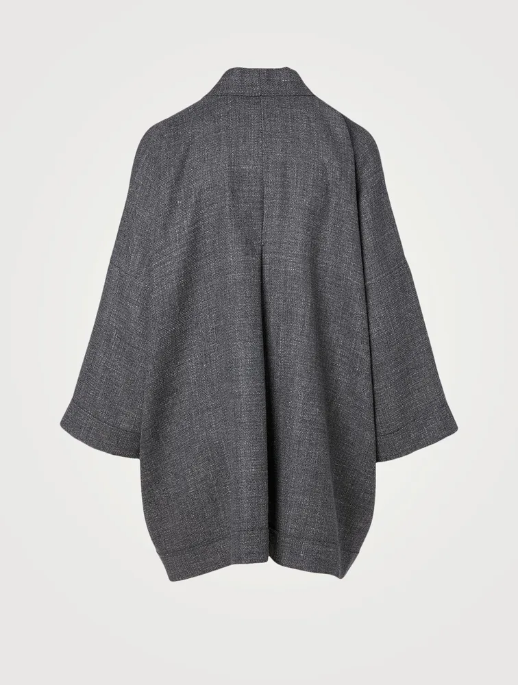 Alpaca Wool And Linen Open Jacket