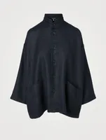 Alpaca Wool And Linen Jacket With Stand Collar