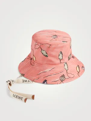 Paula's Ibiza Canvas And Leather Fisherman Hat Shell Print