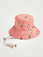Paula's Ibiza Canvas And Leather Fisherman Hat Shell Print