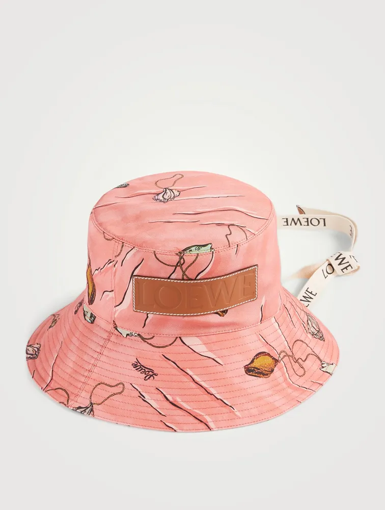 Paula's Ibiza Canvas And Leather Fisherman Hat Shell Print