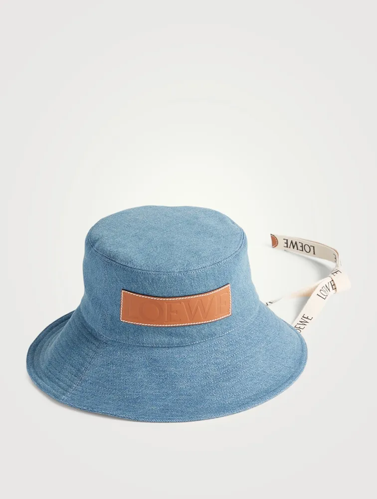 Frayed fisherman hat in denim and calfskin Blue Denim - LOEWE