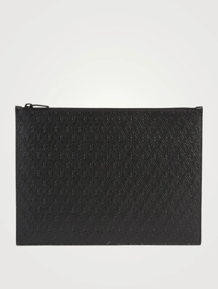 YSL Monogram Embossed Leather Pouch