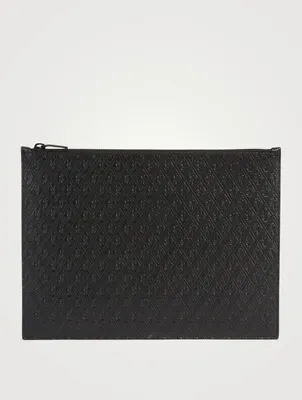 YSL Monogram Embossed Leather Pouch