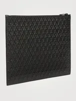 YSL Monogram Embossed Leather Pouch