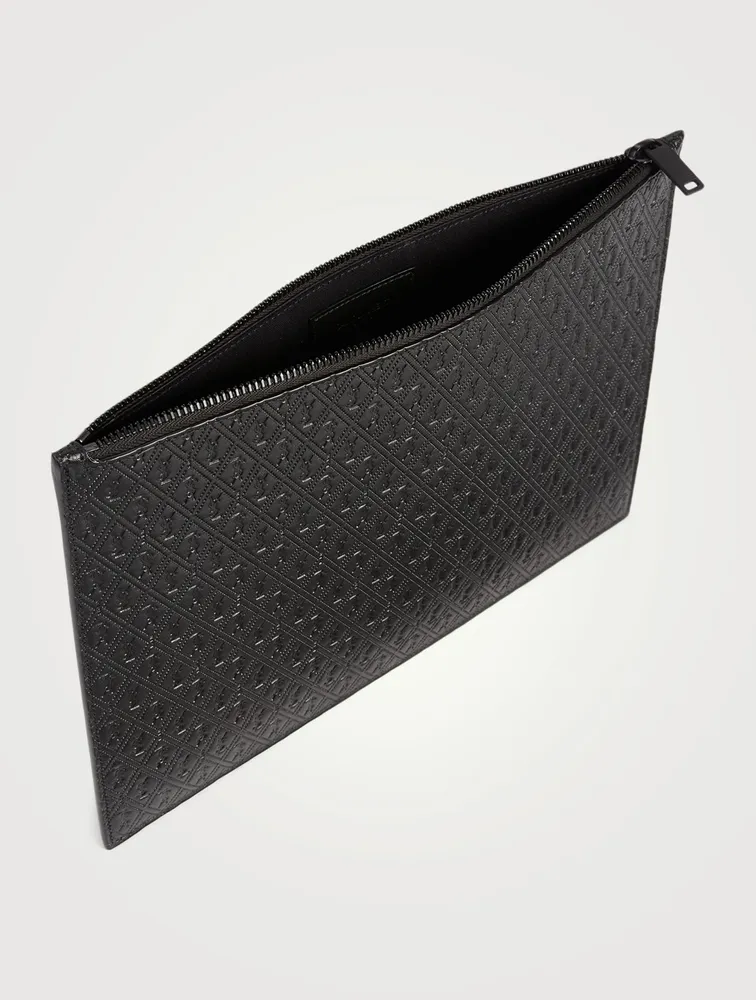 YSL Monogram Embossed Leather Pouch