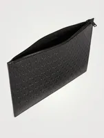 YSL Monogram Embossed Leather Pouch