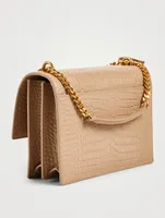 Medium Sunset YSL Monogram Croc-Embossed Leather Bag