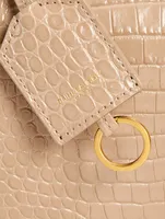 Medium Sunset YSL Monogram Croc-Embossed Leather Bag