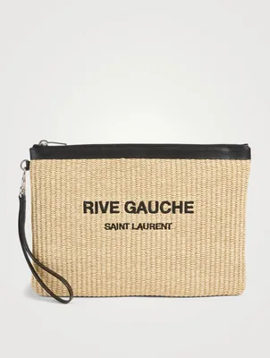 Rive Gauche Raffia Zippered Pouch Bag