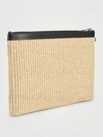 Rive Gauche Raffia Zippered Pouch Bag