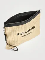Rive Gauche Raffia Zippered Pouch Bag