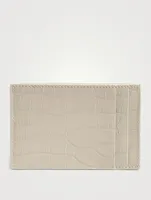 Small Uptown YSL Monogram Croc-Embossed Leather Card Holder