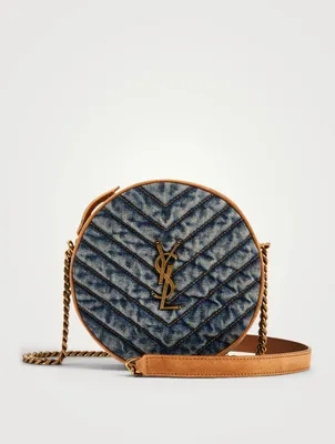 Vinyle YSL Monogram Round Denim Crossbody Bag