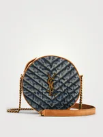 Vinyle YSL Monogram Round Denim Crossbody Bag