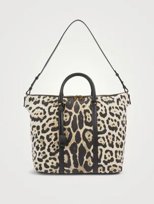 Camden Leather Tote Bag In Leopard Print