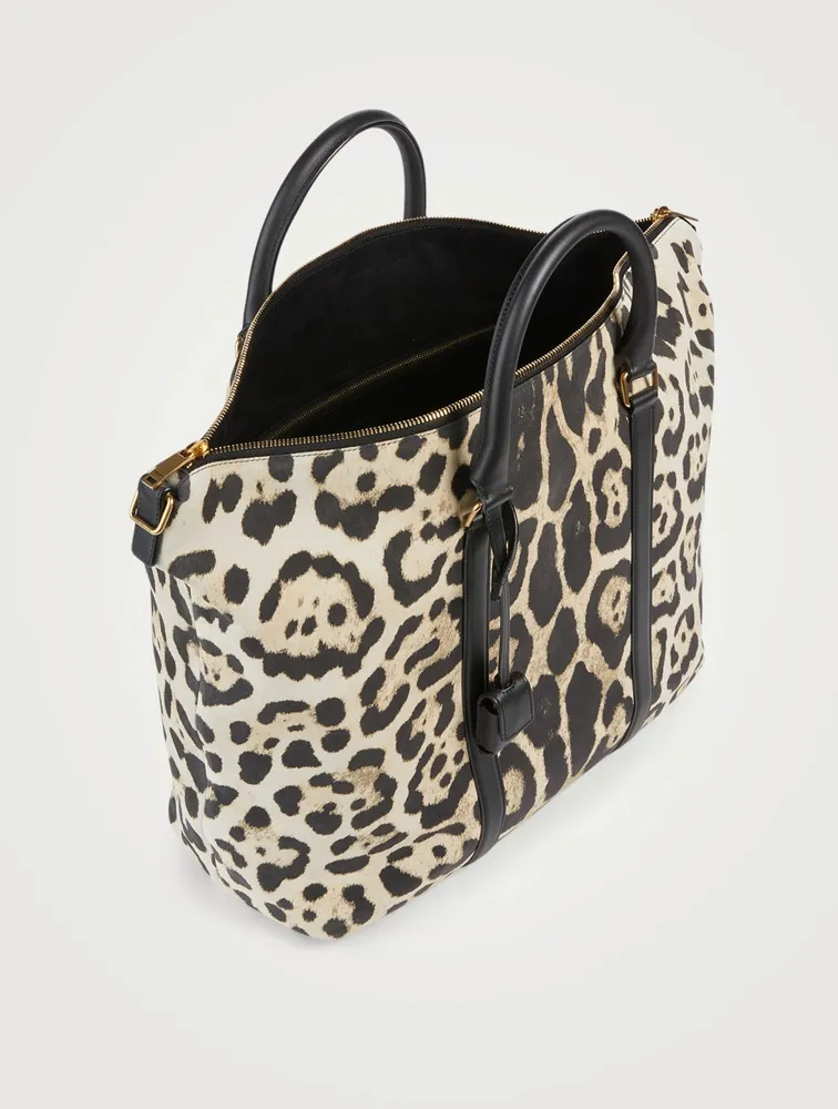 Camden Leather Tote Bag In Leopard Print