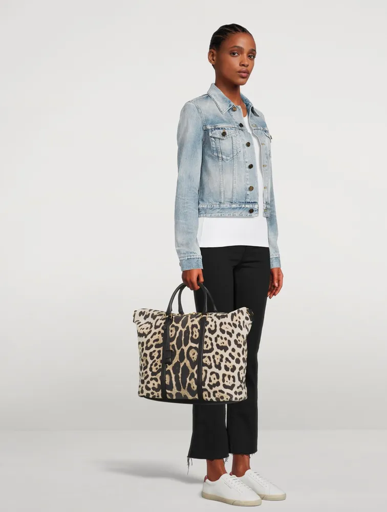 Camden Leather Tote Bag In Leopard Print