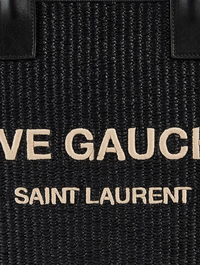 SAINT LAURENT: Rive Gauche recycled canvas bag with logo - Black