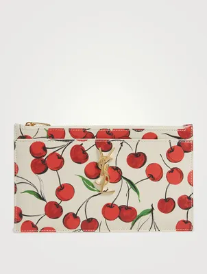 YSL Monogram Leather Pouch In Cherry Print