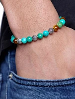Beaded Bracelet With Sterling Silver, Bali Turquoise And Tiger Eye