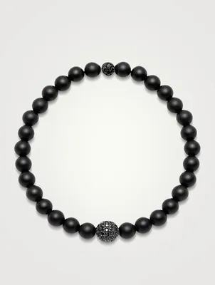 Beaded Bracelet With Black Onyx And Crystal