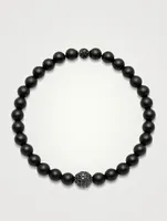 Beaded Bracelet With Black Onyx And Crystal