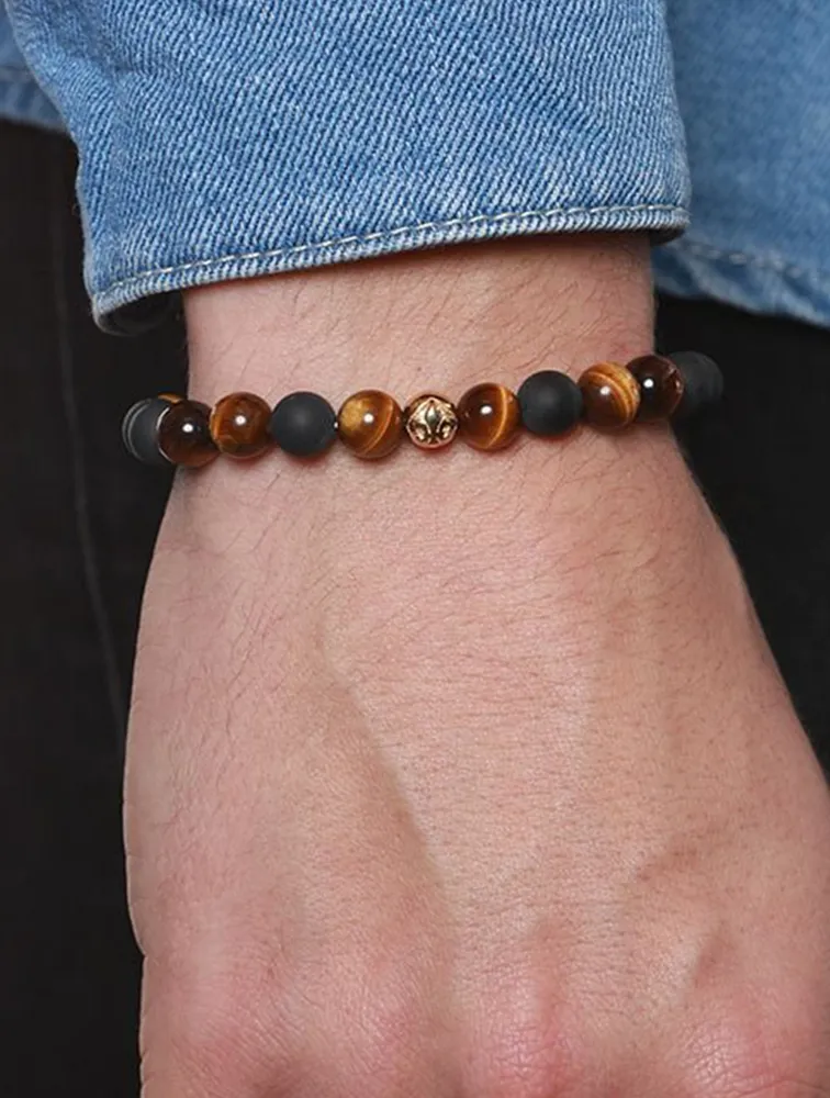 Beaded Bracelet With Matte Onyx And Brown Tiger Eye