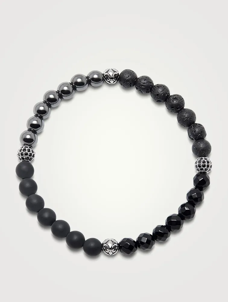 Beaded Bracelet With Lava Stone, Hematite, Onyx And Agate