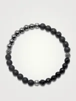 Beaded Bracelet With Lava Stone, Hematite, Onyx And Agate