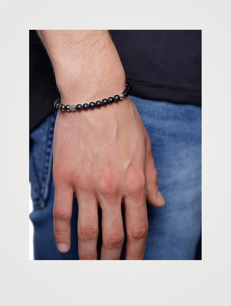 Beaded Bracelet With Lava Stone, Hematite, Onyx And Agate