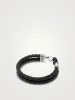 Double Leather Bracelet With Silver Bali Clasp